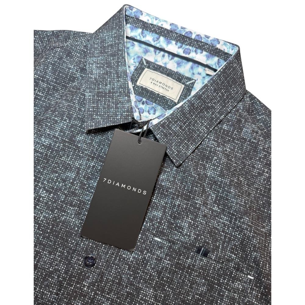 7 Diamonds Ocean Drive 4-Way Stretch Woven Short Sleeve Shirt Mens Small NWT